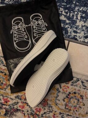Black Slip-On Sneakers with White Soles